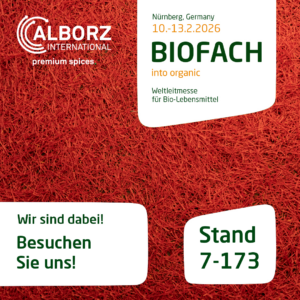 Alborz International auf der BIOFACH 2026 | Bio-Gewürze & Bio-Trockenfrüchte | Stand 7-173