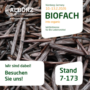 Alborz International auf der BIOFACH 2026 | Bio-Gewürze & Bio-Trockenfrüchte | Stand 7-173
